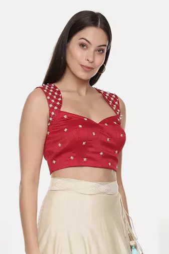 Red Sequin Silk Blouse