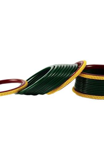 Extra Large Size Brass And Acrylic Bangle Color Dark Green