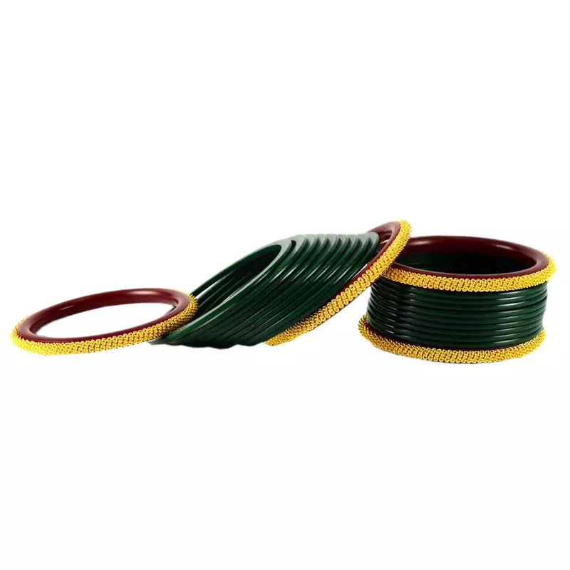 Extra Large Size Brass And Acrylic Bangle Color Dark Green