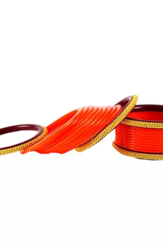 Extra Large Size Brass And Acrylic Bangle Color Orange