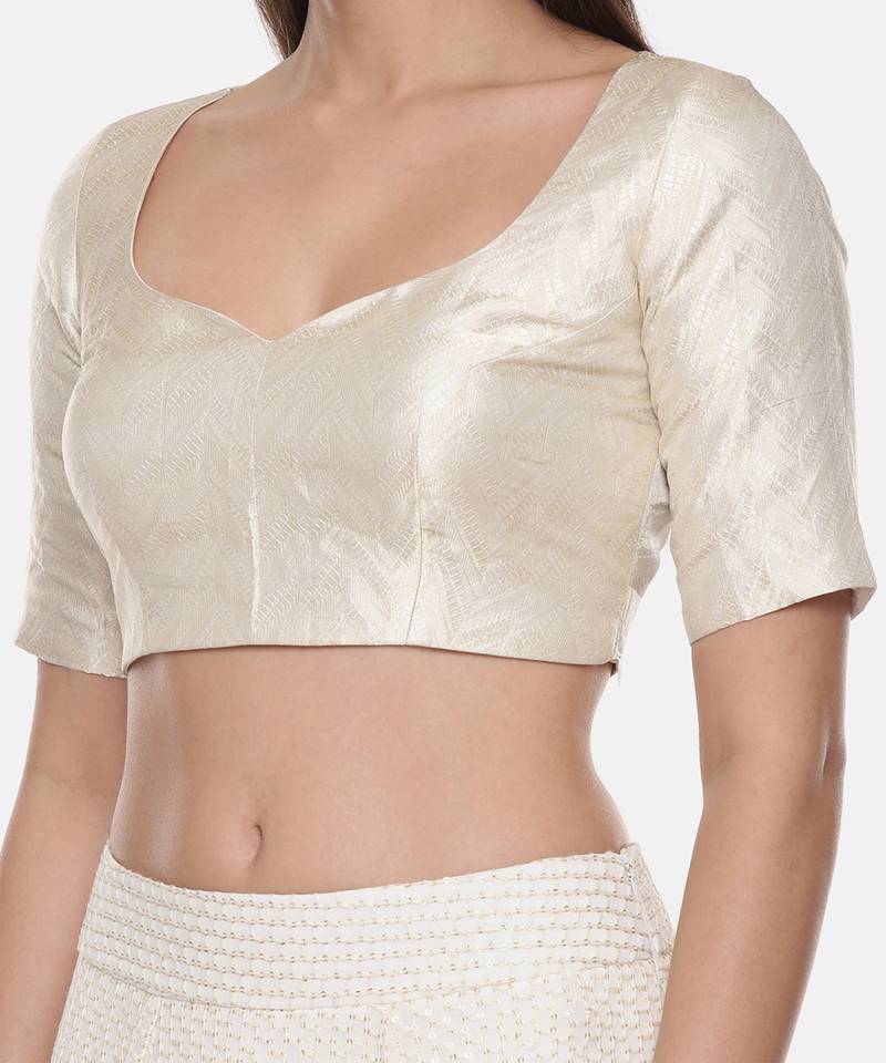 Pure Silver Gold Zari Blouse