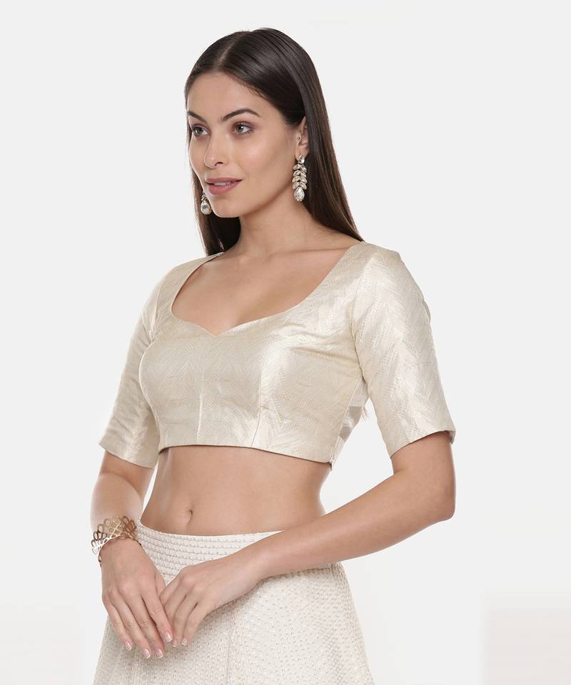 Pure Silver Gold Zari Blouse