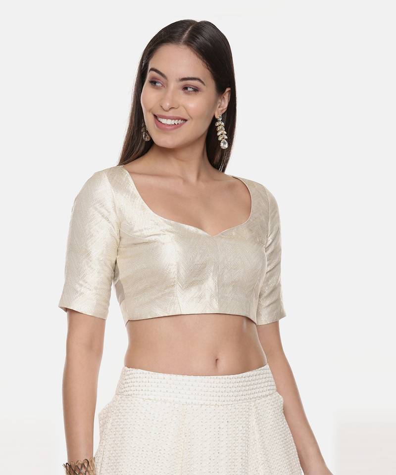 Pure Silver Gold Zari Blouse