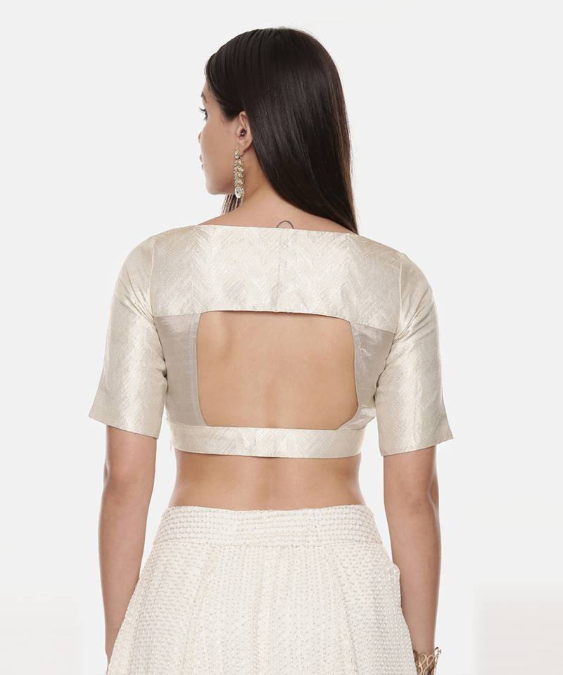 Pure Silver Gold Zari Blouse