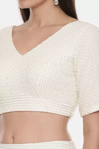 Ivory Georgette Sequin Blouse