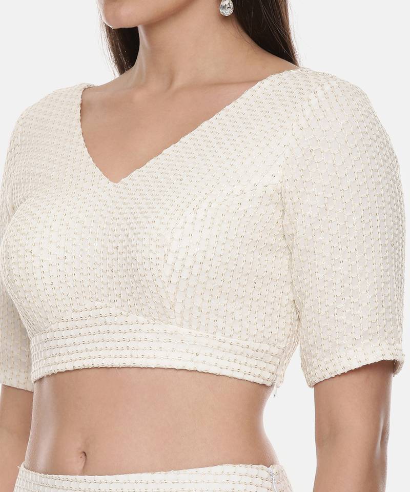 Ivory Georgette Sequin Blouse