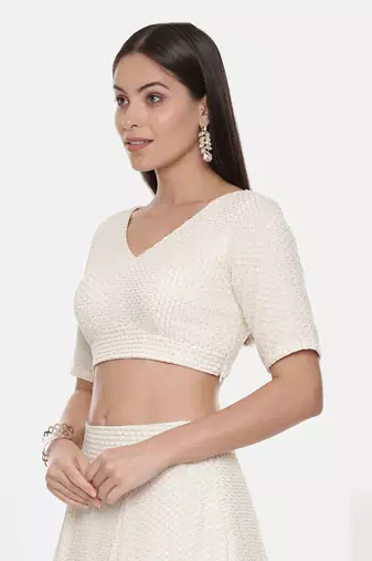 Ivory Georgette Sequin Blouse