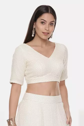 Ivory Georgette Sequin Blouse