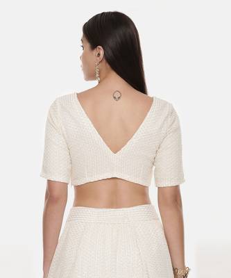 Ivory Georgette Sequin Blouse 6