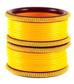 Extra Large Size Brass And Acrylic Bangle Color Yellow
