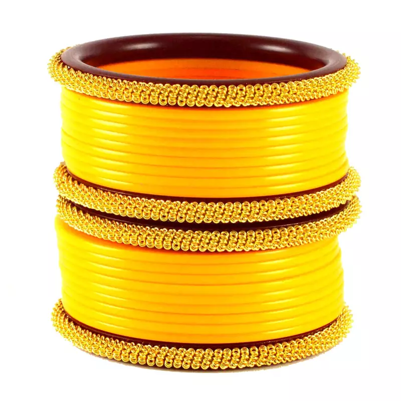 Extra Large Size Brass And Acrylic Bangle Color Yellow