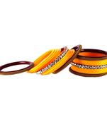 Extra Large Size Brass And Acrylic Bangle Color Yellow