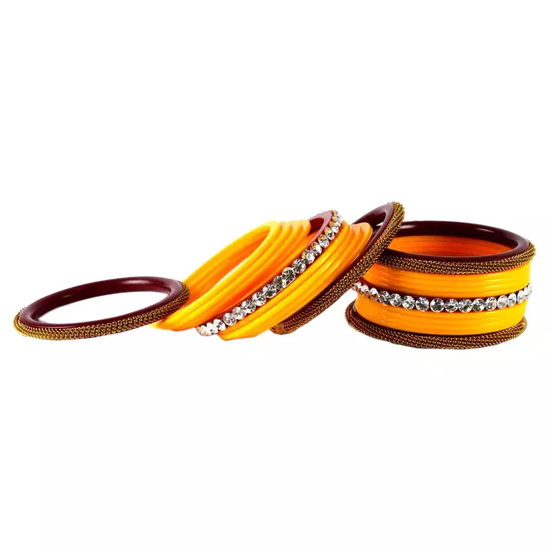 Extra Large Size Brass And Acrylic Bangle Color Yellow