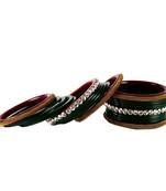 Extra Large Size Brass And Acrylic Bangle Color Dark Green