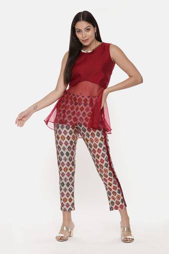Silk Chanderi Red Top