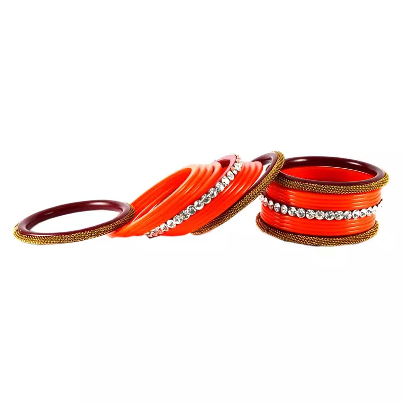 Extra Large Size Brass And Acrylic Bangle Color Orange