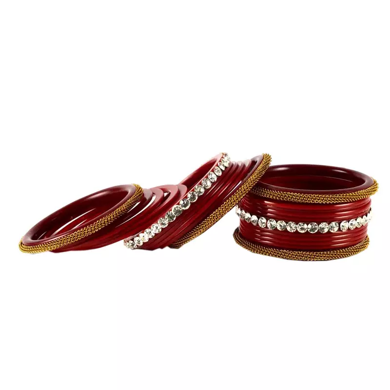 Extra Large Size Brass And Acrylic Bangle Color Maroon