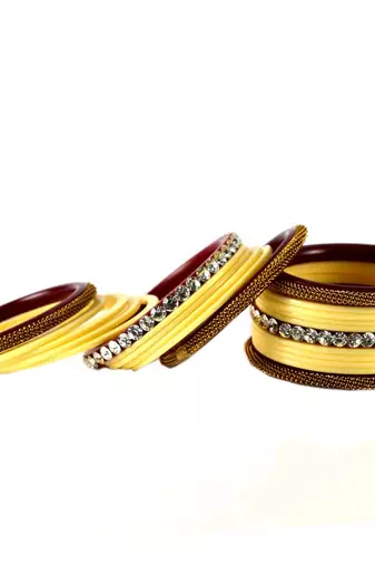 Extra Large Size Brass And Acrylic Bangle Color Yellow