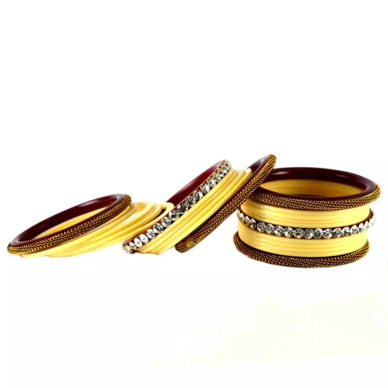 Extra Large Size Brass And Acrylic Bangle Color Yellow