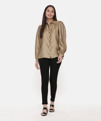 Gold Silk Slub Shirt 1