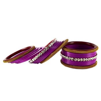 Extra Large Size Brass And Acrylic Bangle Color Purple 1