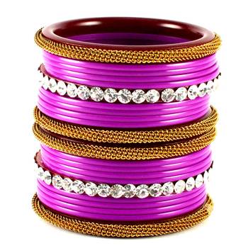 Extra Large Size Brass And Acrylic Bangle Color Purple 2