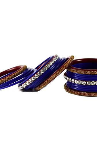 Extra Large Size Brass And Acrylic Bangle Color Blue