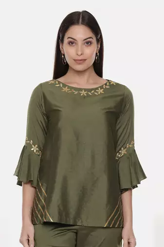 Silk Green Top