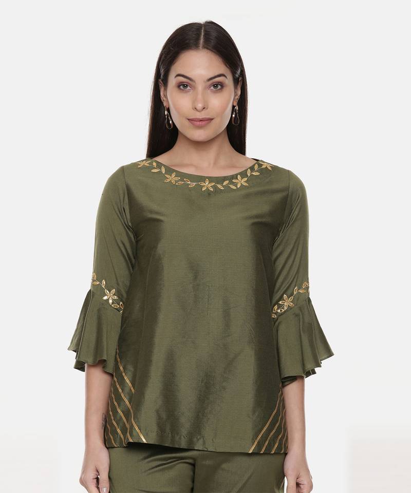Silk Green Top