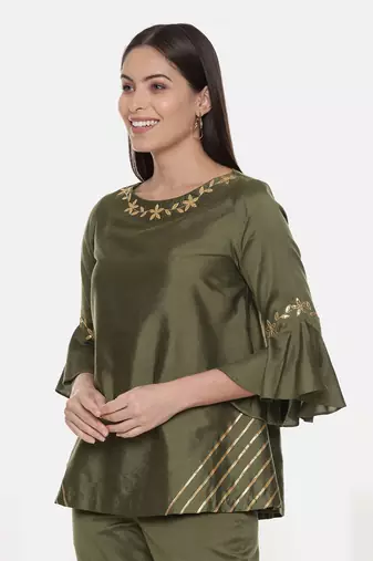 Silk Green Top