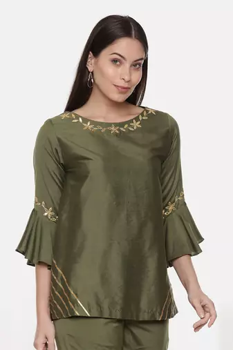 Silk Green Top