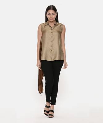 Silk Gold Black Sleeveless Top 1
