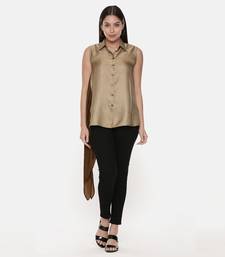 Silk Gold Black Sleeveless Top