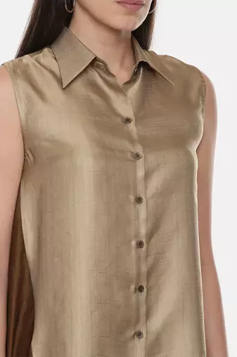 Silk Gold Black Sleeveless Top