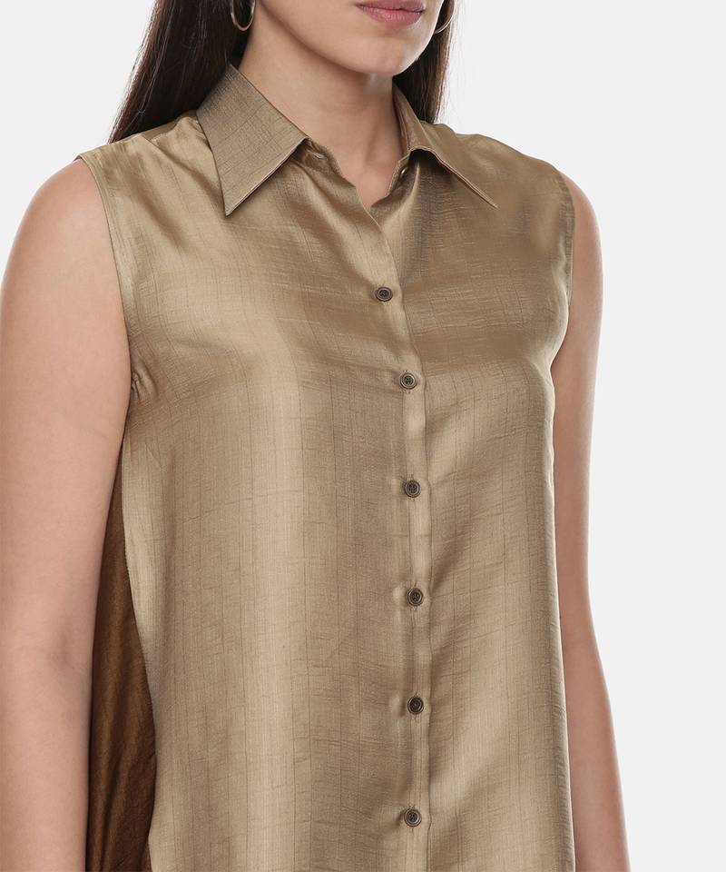 Silk Gold Black Sleeveless Top