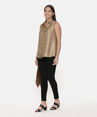 Silk Gold Black Sleeveless Top 3
