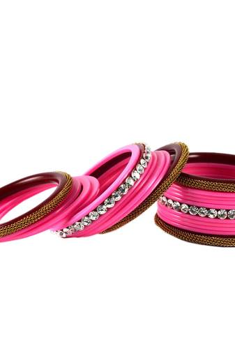 Extra Large Size Brass And Acrylic Bangle Color Pink