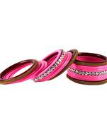 Extra Large Size Brass And Acrylic Bangle Color Pink