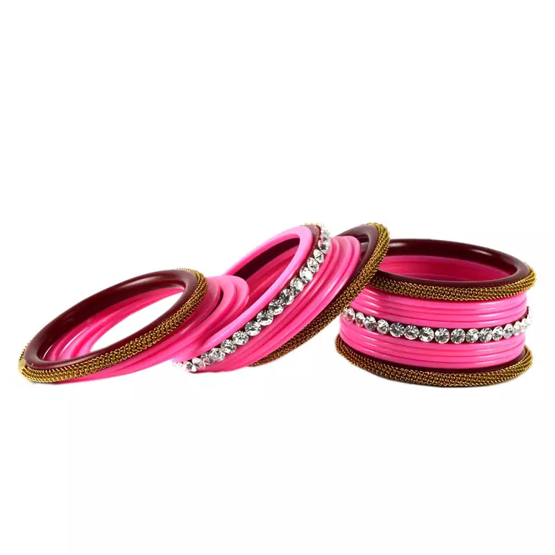 Extra Large Size Brass And Acrylic Bangle Color Pink