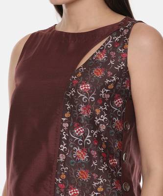 Brown Printed Silk Top 3