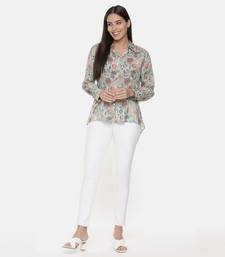 Green Muslin Printed Shirt