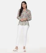 Green Muslin Printed Shirt