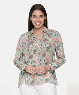 Green Muslin Printed Shirt 2
