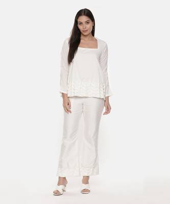 Ivory Silk Top With Matching Pants 1