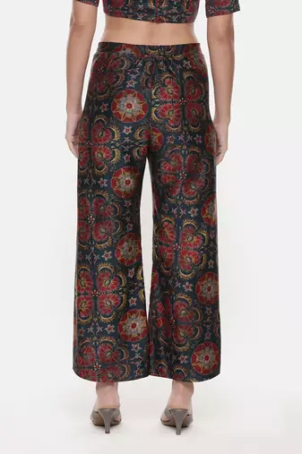 Teal Red Silk Chanderi Print Co-Ord Set
