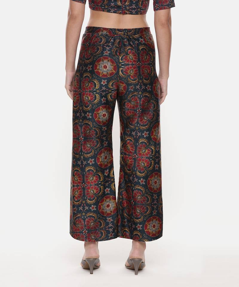 Teal Red Silk Chanderi Print Co-Ord Set