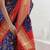 Blue Pure Silk Rajkot Patola Saree With Blouse Piece