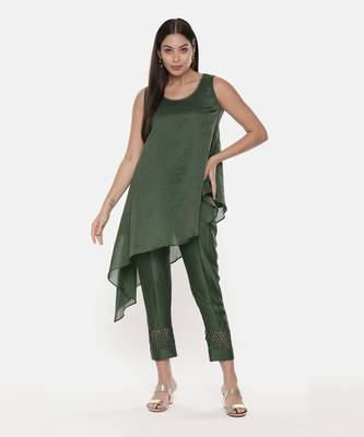Green Chanderi Kota Co-Ord Set 1