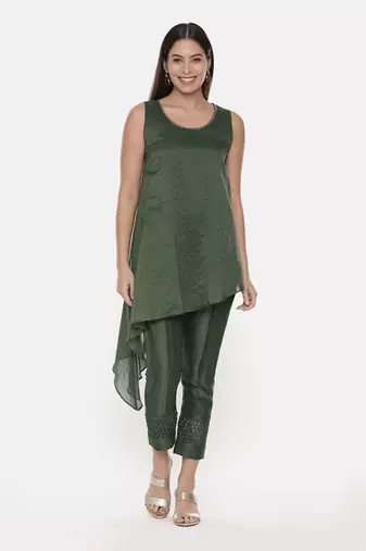 Green Chanderi Kota Co-Ord Set