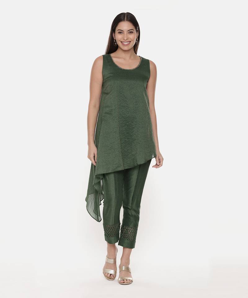 Green Chanderi Kota Co-Ord Set